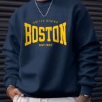 Sudaderas con capucha de manga larga con estampado de letras de BOSTON para hombre, jersey de cuello redondo holgado e informal para otoño e invierno, ropa para hombre como regalo, ocio, vacaciones_